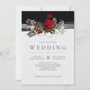Antike rote Rosen Babyatem Bänder Hochzeit Ankündigung