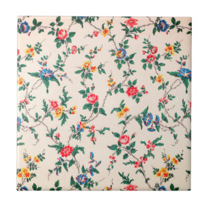 Antike rote Rosen blaue Blumen Blumenmuster Fliese