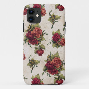 Antike rote Rosen Tapete iPhone 11 Hülle
