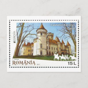 Antike rumänische Károlyi-Schloss-Briefmarke Postkarte