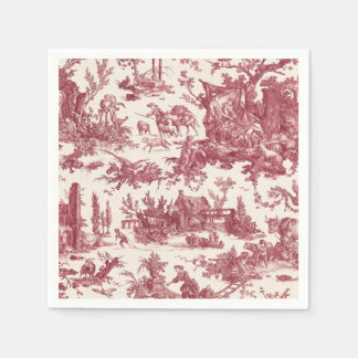 Antike rustikale französische Toile-Rot & Beige Serviette