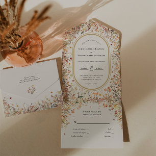 Antike Rustikale Herbst-Beige-Hochzeit All In One Einladung