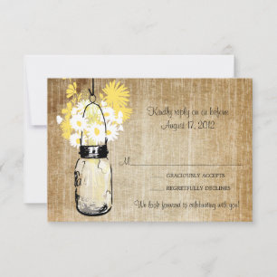 Antike rustikale Mason-Jar-Daisy-Wildblumen-RSVP RSVP Karte
