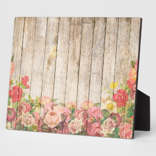 Antike Rustikale Romantische Rosen Holz Fotoplatte