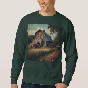 Antike rustikale Scheune und alte Traktoren Sweatshirt