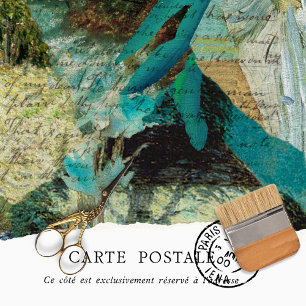 Antike rustikale Textur blaue florale Decoupage  Seidenpapier