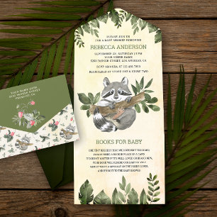Antike Rustikale Waldland Süße Waschbär Baby-Party All In One Einladung
