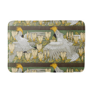 Antike Sage-Grün-Cockatoo-Papageien-Magnolien-Kuns Badematte