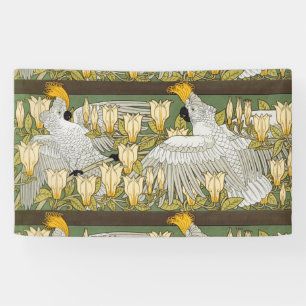 Antike Sage-Grün-Cockatoo-Papageien-Magnolien-Kuns Banner