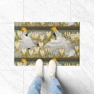 Antike Sage-Grün-Cockatoo-Papageien-Magnolien-Kuns Fußmatte