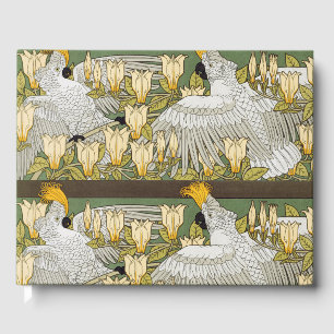 Antike Sage-Grün-Cockatoo-Papageien-Magnolien-Kuns Gästebuch