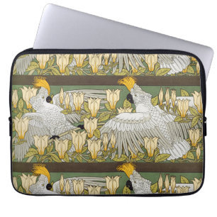 Antike Sage-Grün-Cockatoo-Papageien-Magnolien-Kuns Laptopschutzhülle