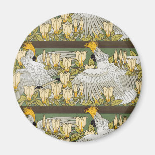 Antike Sage-Grün-Cockatoo-Papageien-Magnolien-Kuns Magnet