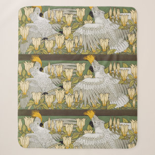 Antike Sage-Grün-Cockatoo-Papageien-Magnolien-Kuns Sherpadecke