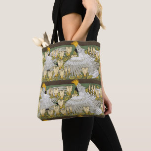 Antike Sage-Grün-Cockatoo-Papageien-Magnolien-Kuns Tasche