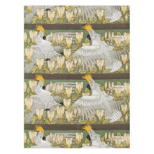 Antike Sage-Grün-Cockatoo-Papageien-Magnolien-Kuns Tischdecke