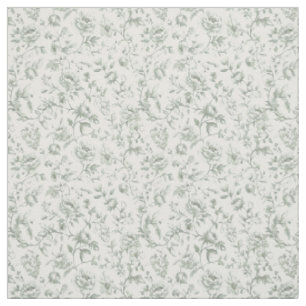 Antike Sagegrüne Toile-De-Jouy-Aquarell-Blumen Stoff