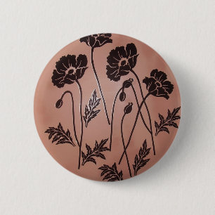 Antike Samt-Mohnblumen Button