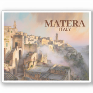 Antike Sassi di Matera Italien Reise Aquarell Aufkleber