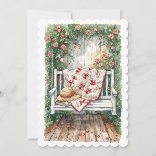 Antike Schaukel mit Quilt Charme im Rosenlook Dankeskarte