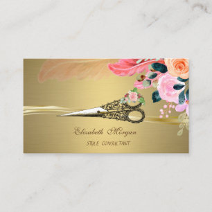Antike Schere Blumen Feder Faux Gold Visitenkarte