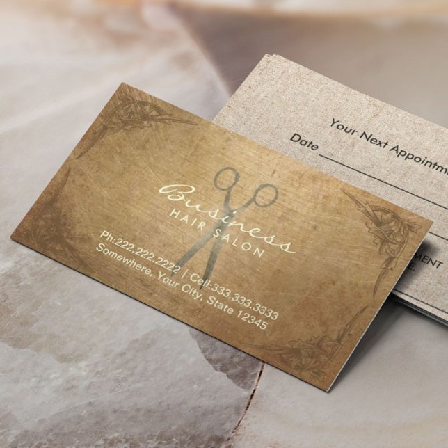 Antike Schere Gerahmt Haarbalon Ernennung Terminkarte (Von Creator hochgeladen)