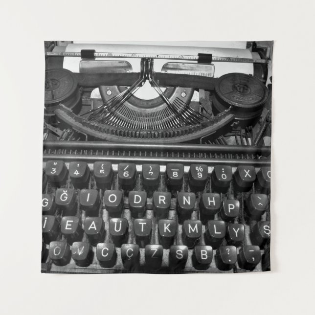 Antike Schreibmaschine, die im Korrespondenzverkeh Wandteppich (Vorderseite)