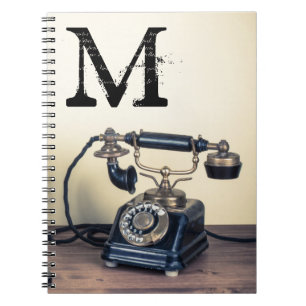 Antike Schreibmaschine Monogramm Anfangs Notizbuch Notizblock