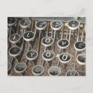 Antike Schreibmaschinentasten "Ich liebe dich" Postkarte
