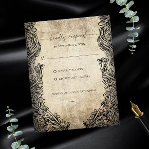 Antike Schriftrolle Rustikale Beige Antwortkarte RSVP Karte