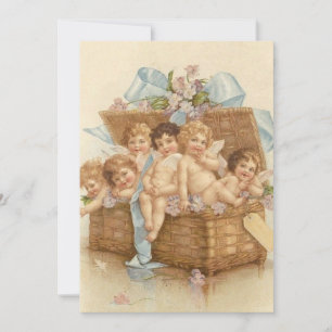 Antike Schüssel voll mit Engel Cherubs Feiertagskarte
