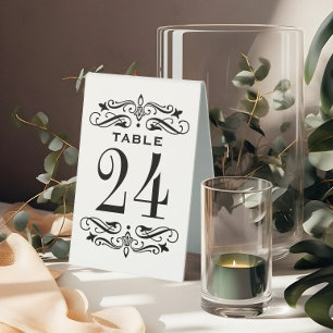 Antike Schwarz-Weiß-Blüten-Hochzeit Tischaufsteller