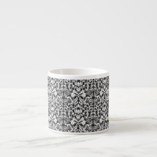 Antike Schwarz-Weiß-Damask-Lace-Brokat Espressotasse