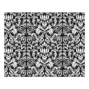 Antike Schwarz-Weiß-Damask-Lace-Brokat Poster