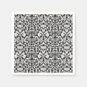 Antike Schwarz-Weiß-Damask-Lace-Brokat Serviette