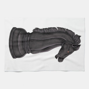 Antike schwarze Schachfigur Geschirrtuch