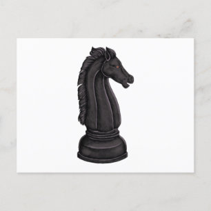 Antike schwarze Schachfigur Postkarte