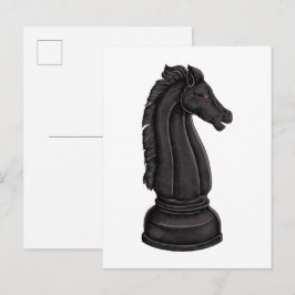 Antike schwarze Schachfigur Postkarte