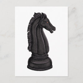Antike schwarze Schachfigur Postkarte
