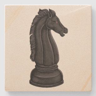 Antike schwarze Schachfigur Steinuntersetzer