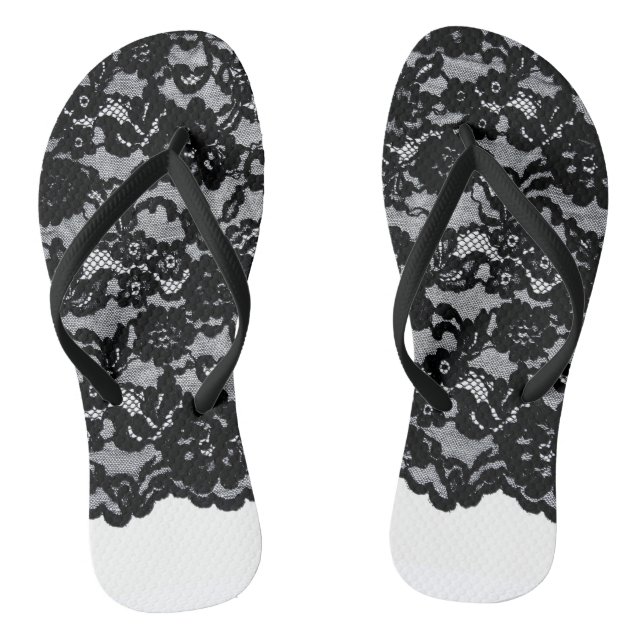 Antike schwarze Spitze drehen Reinfälle um Flip Flops (Fußbett)