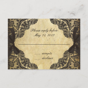 Antike schwarze und cremefarbene Spitze - RSVP Karte