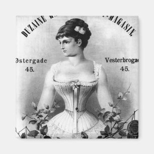 Antike schwedische Korsettwerbung Magnet