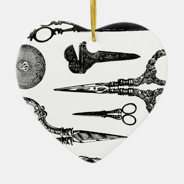 Antike Scissors Vignette Keramik Ornament (Vorne)