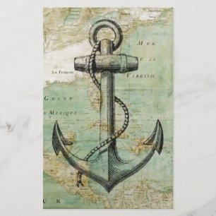 Antike Seekarte mit Anker Briefpapier