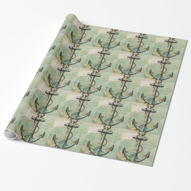 Antike Seekarte mit Anker Geschenkpapier (Ungerollt)