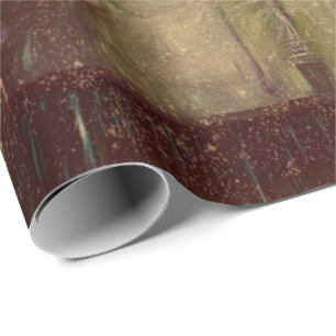 Antike Sepia-Braun Floral Alt Textur Kunst Geschenkpapier