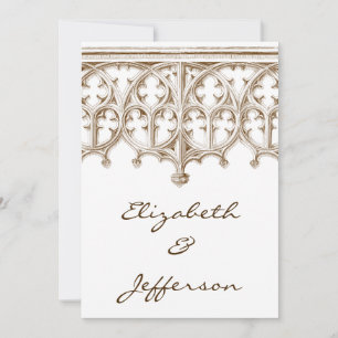 Antike Sepia-Kathedral-Hochzeitseinladungen Einladung