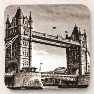 Antike Sepia London Tower Bridge Getränkeuntersetzer