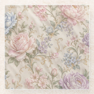 Antike Shabby Chic Rosa Pfingstrose Rose Floral Glasuntersetzer